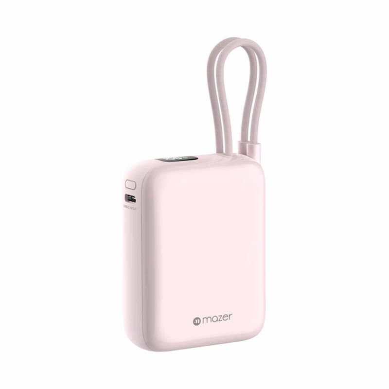 MAZER Powercharge Nano Duo 10,000mah Pd35w With Built-in C-cable X2 Powerbank - Pink M-PC35CC-PK-image 1