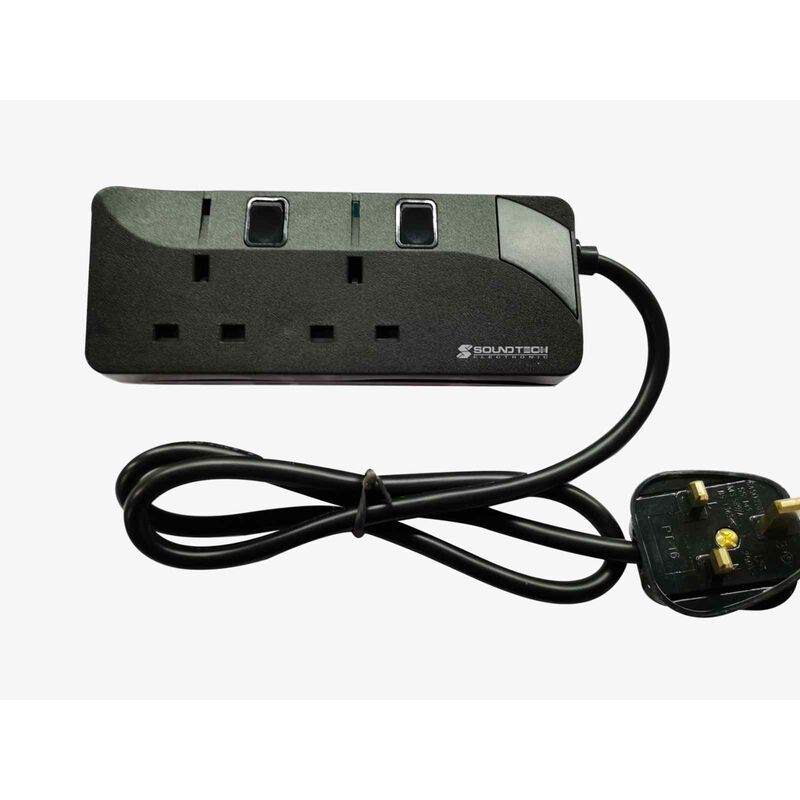 SOUNDTEOH 2 Way 3 Meter Power Strip PS-002A/3M BLACK-image null