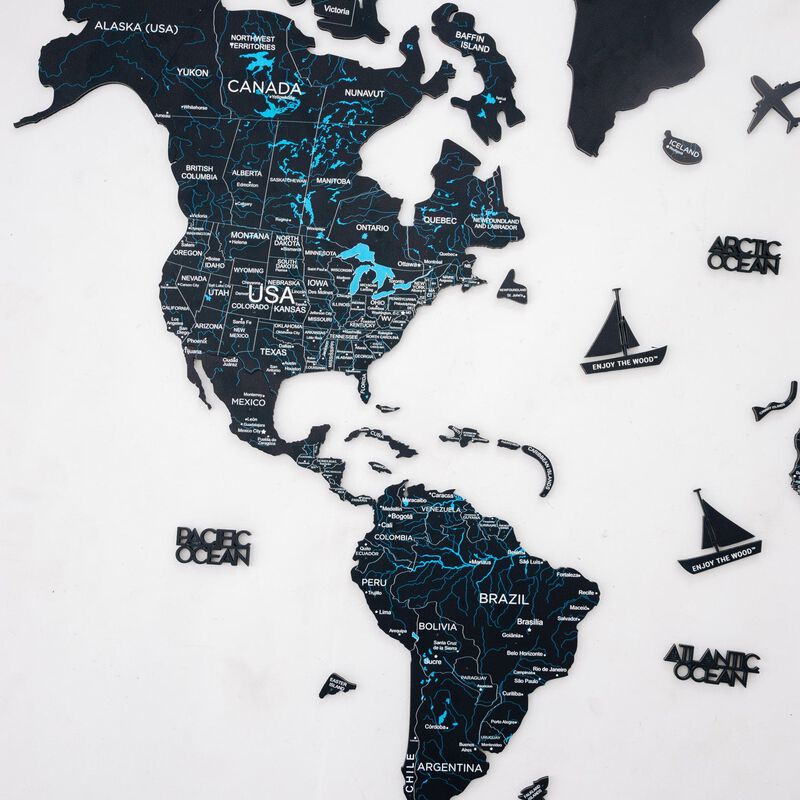 2d Wooden World Map Midnight Xl ENJOY THE WOOD-image 5
