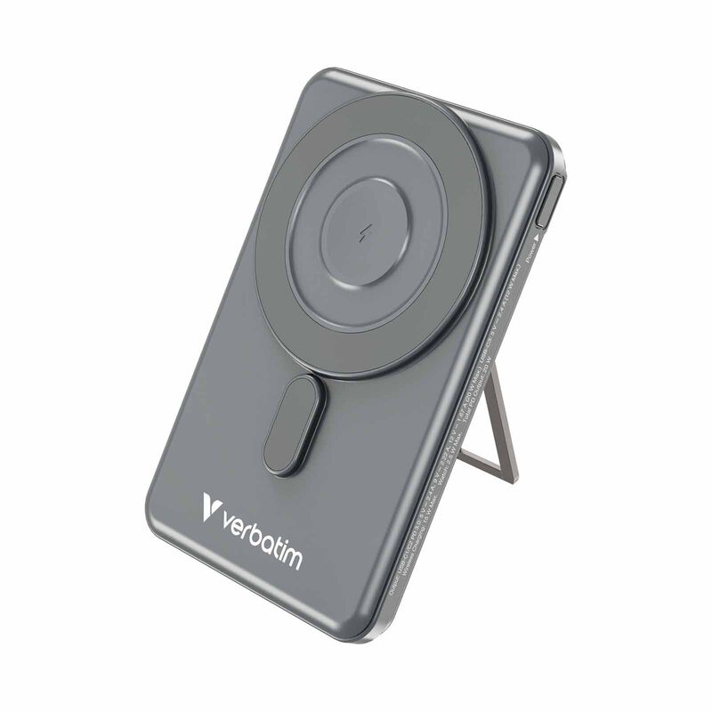 VERBATIM Powerbank Magnetic Wireless Charge 5000mah 2 X C Stand Grey VM32251-image 6