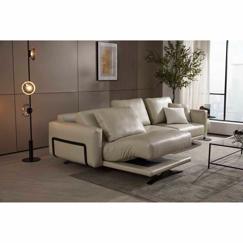 MUZE L Shaped-e Recliner (fl) Lt Pebble Full Leather Sofa ZELMIRA-image 17