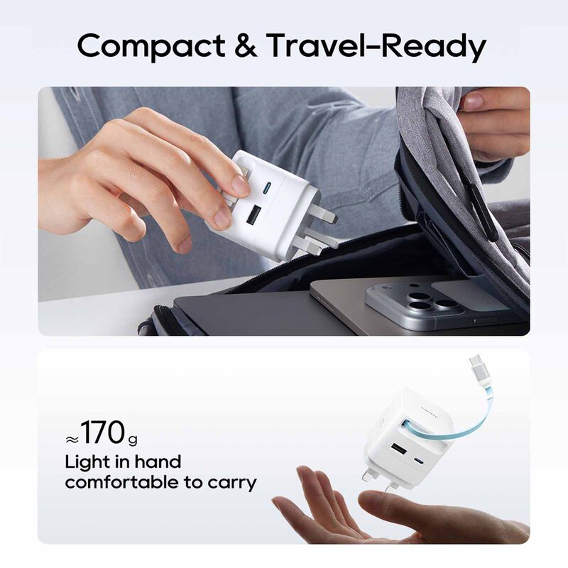CUKTECH Charger 67w Built-in Cable - White AD653W-UK-image 8