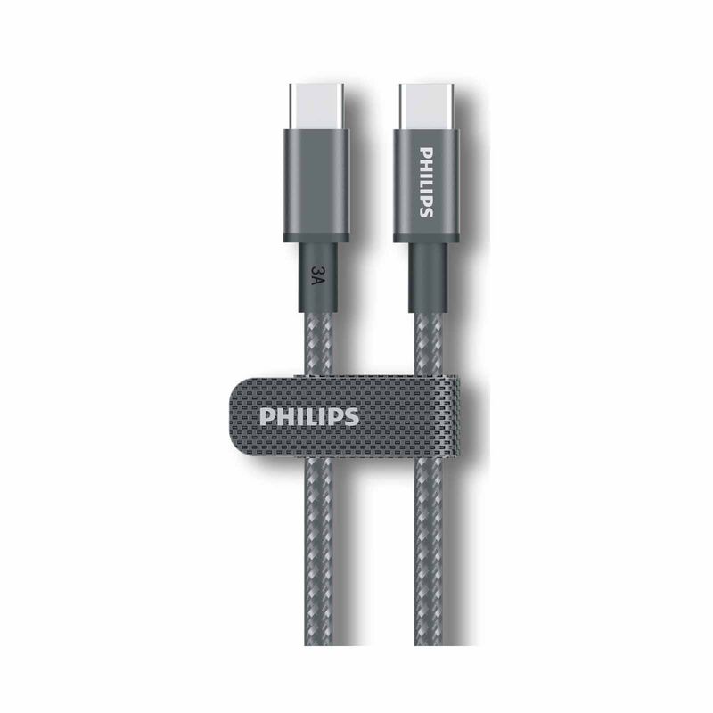 PHILIPS 60w Cable C To C - 2 Meter Black Braided 480 Mbps Sync And Charge DLC5060C/00-image 1