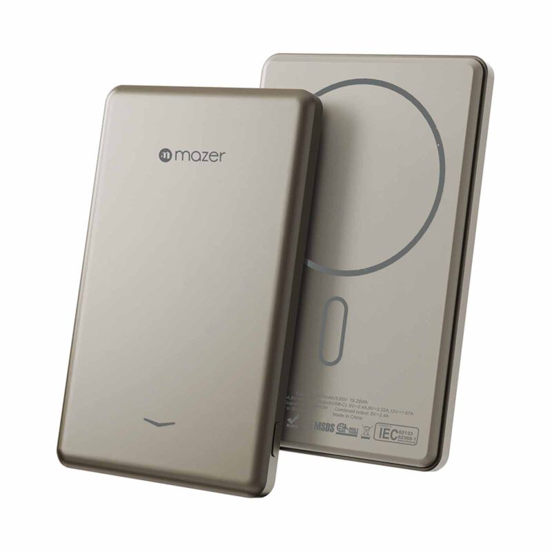 MAZER Qi2 Compatible 15w 5000mah, Usb-c Pd20w, Ultra Slim Power Bank-titanium M-MAGAIR19-TN-image 2