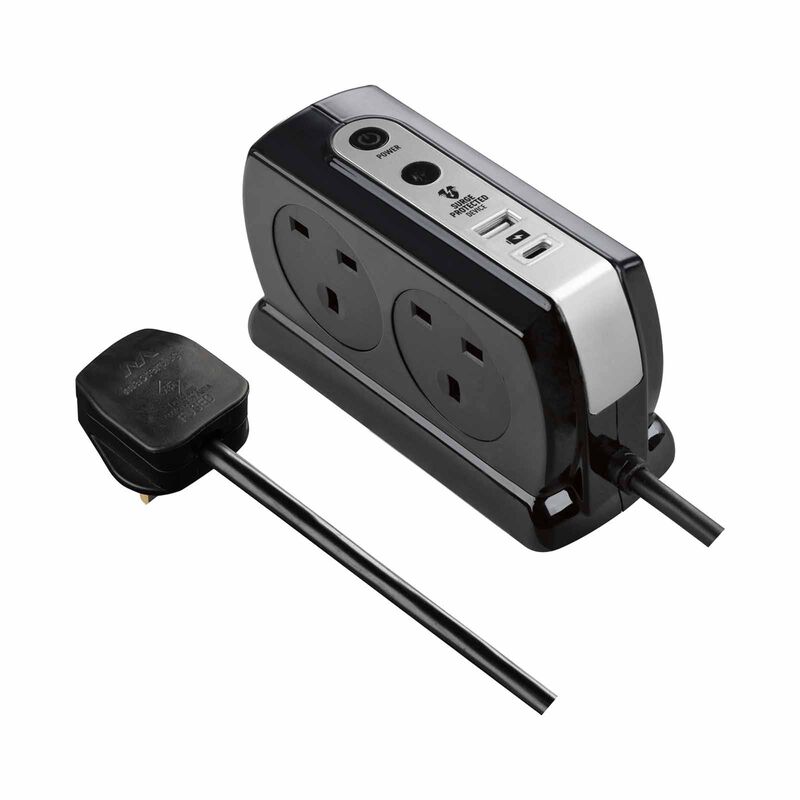 MASTERPLUG 4 Socket 2m Surge+switched Extension W Usb A+c SRGDSUAC2042PB-image 4