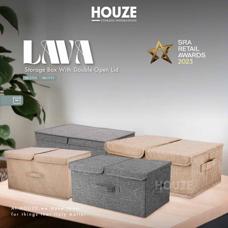 LAVA Storage Box With Double Open Lid (l) - Beige SB-1715-BEIGE-image 3