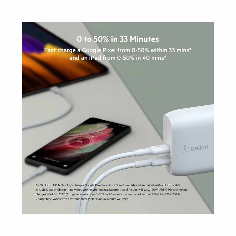 BELKIN Boostcharge Dual Usb-c Pd Wall Charger 40w WCB006MYWH-image 2