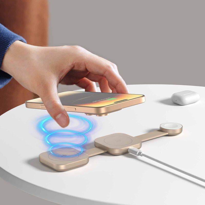 MAZER Qi2 3in1 Trifold Wireless Charging Pad-cream M-QI2-MAGTRIFOLD03-CR-image 3