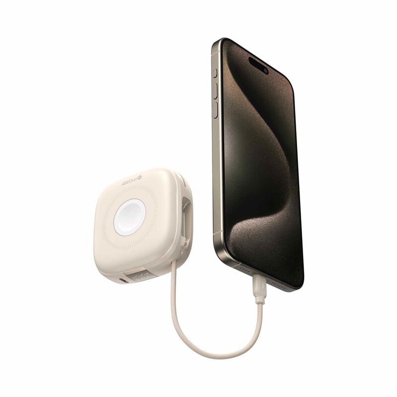 MAZER 10,000mah Qi2 Compatible 15w With Built-in Usb-c+lightning Cables, Apple Watch, Pd20w, Power Bank-cr M-MAGLINK18I-CR-image 3