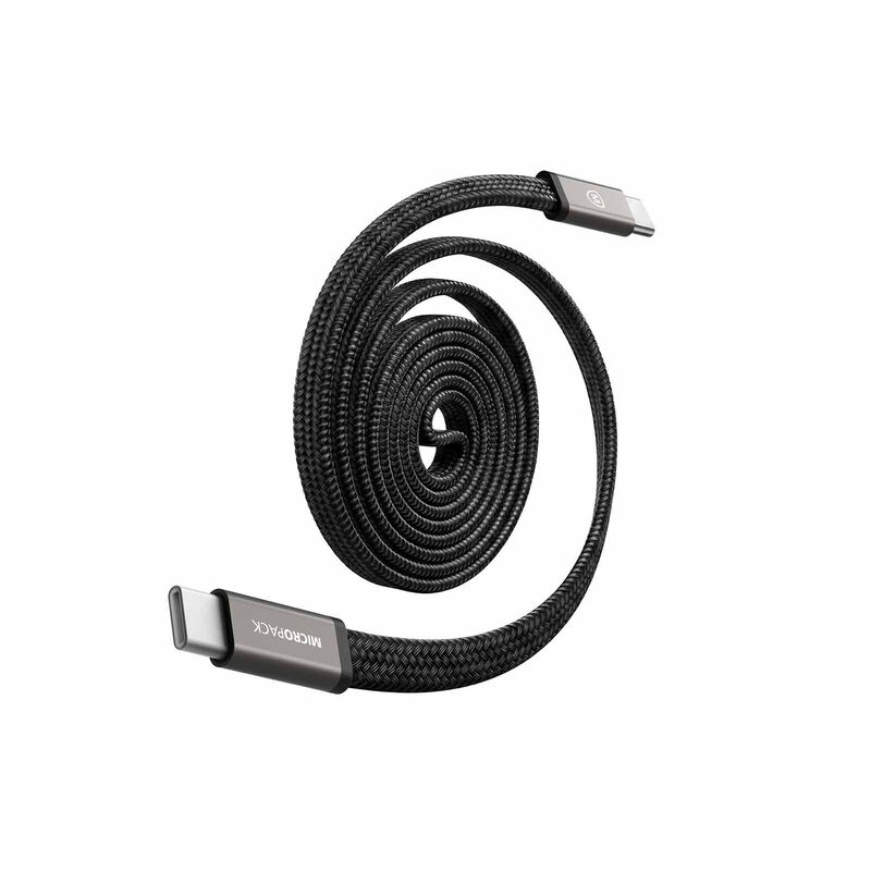 MICROPACK 240w Magneticsoft Braided Usb-c Fast Charging Cable - Black MC-C240M-BK-image 1