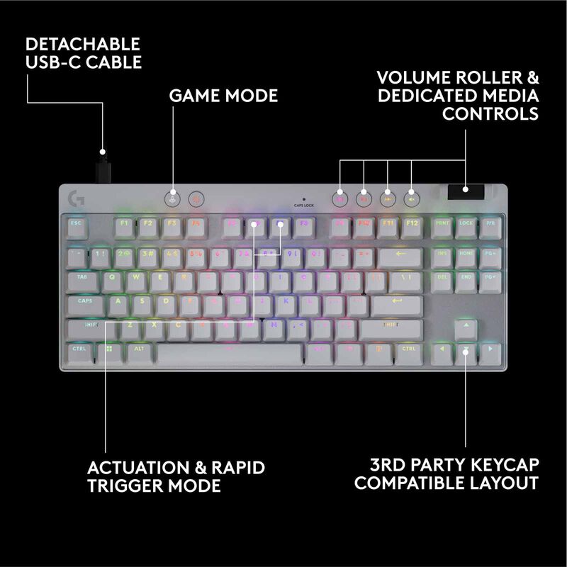 LOGITECH G Pro X Tkl Rapid Keyboard Analog Switches - White 920-013243-image 13