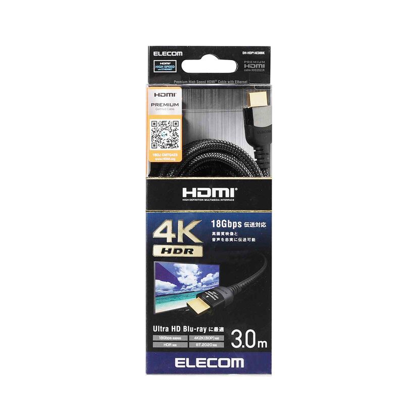 ELECOM Premium Certified Hdmi Cable Ver 2.0 (3m) DH-HDP14E30BK-image null
