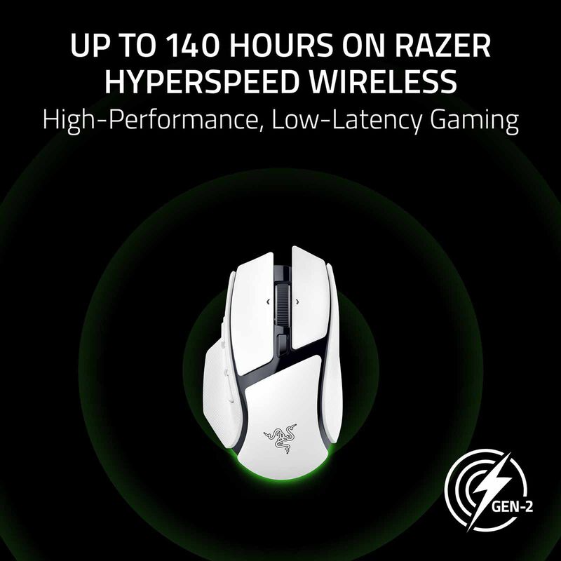 RAZER Basilisk V4 Hyperspeed - Ergonomic Wireless Gaming Mouse - White Edition RZ01-05680200-R3M1-image 7