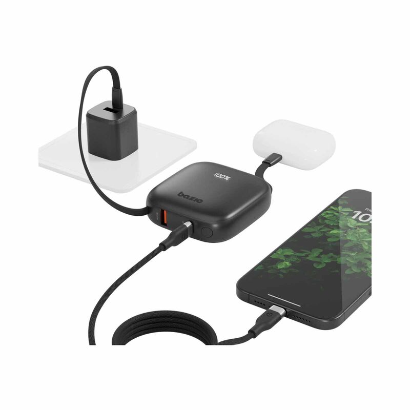 ENERGEA 3 In 1 10000mah Powerbank With Built-in Usb-c And Lightning Cable Truffle GPW-FUSN-BLK BAZIC GOPOWER FUSION-image 2
