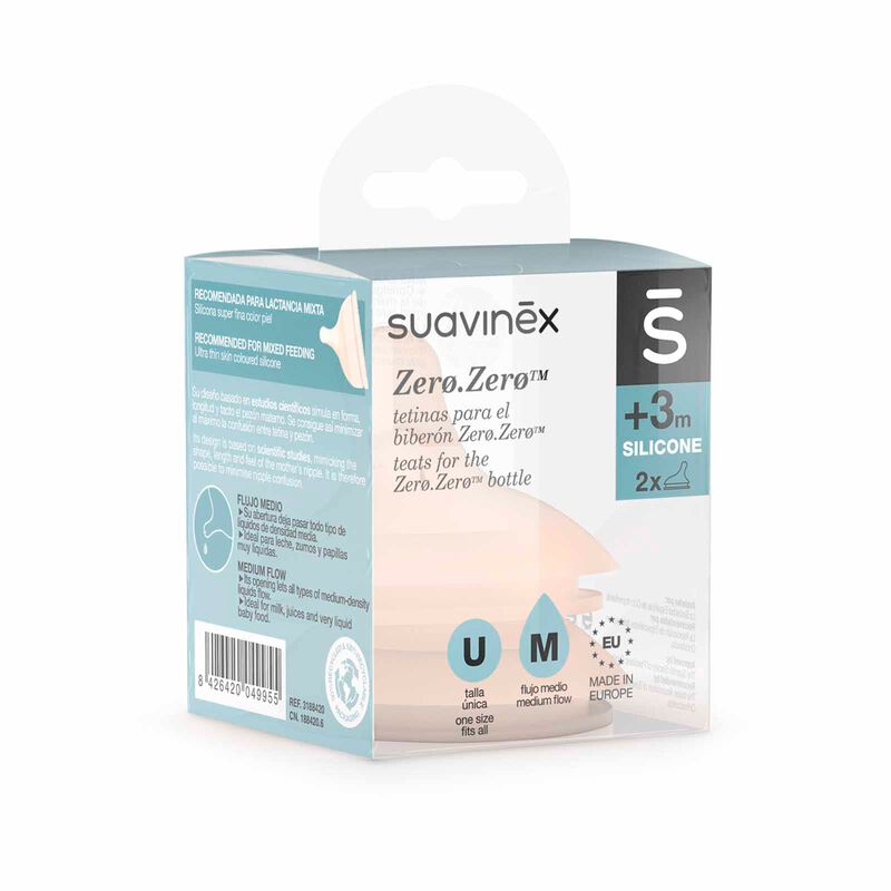 SUAVINEX Silicone Teat X 2 - Medium Flow 3m+ (online) ZERO ZERO-image 3