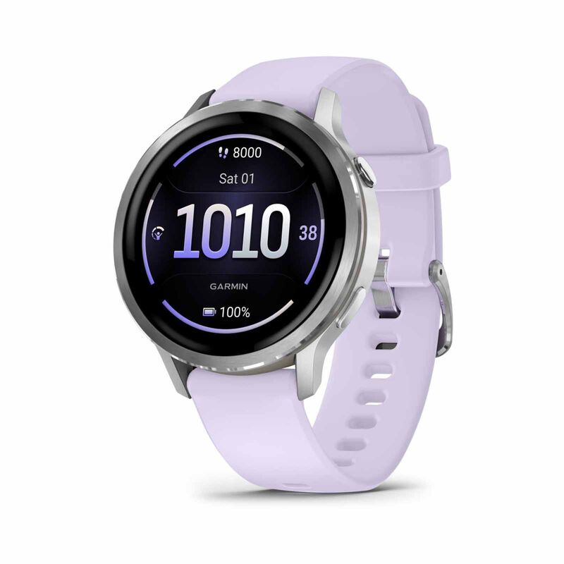 GARMIN Venu 4 - 41mm Silver With Periwinkle Silicone Band GM-010-03013-41-image 5