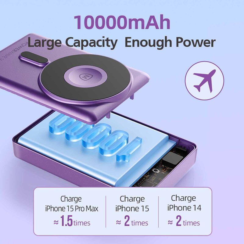 MICROPACK 3 In 1 Pd Fast Charging Magnetic Wireless Powerbank - Purple WPB-310-PL-image 12