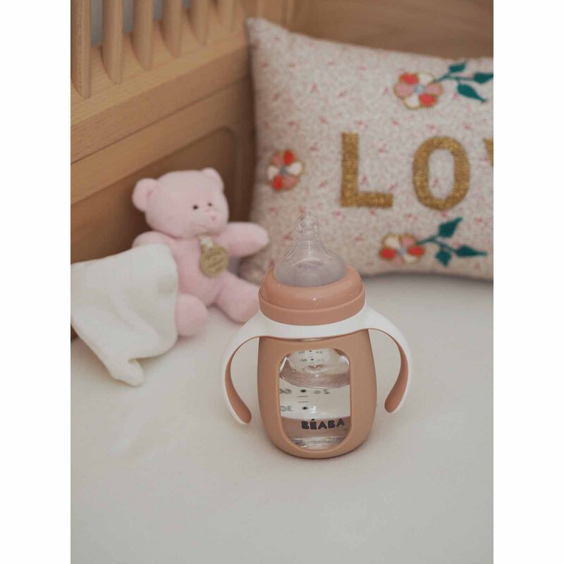 BEABA With Silicone Protective Sleeve 210ml - Pink (online) GLASS BOTTLE-image 6
