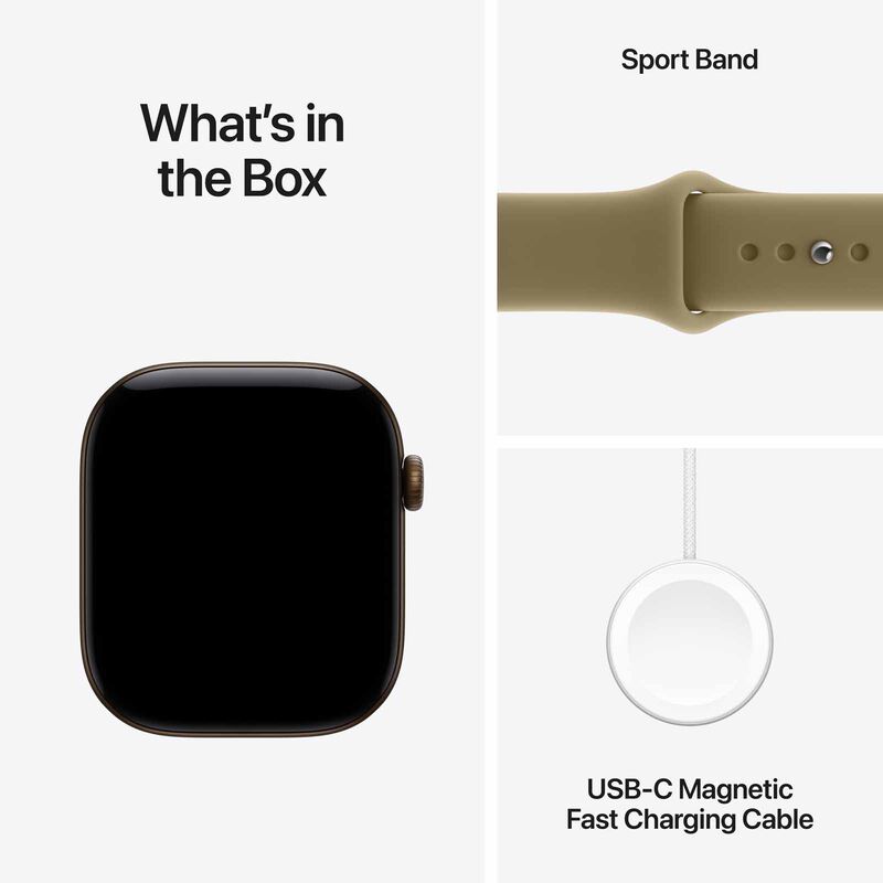 APPLE Watch Series 12 Gps 46mm Dark Bronze Aluminium Case With Olive Sport Band - M/l MJEU4X/A-image 3