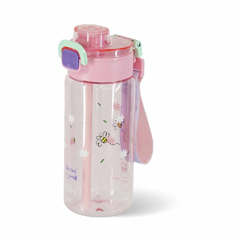 EPLAS Candy Crush One-touch Open Water Bottle With Prints (650ml) - Pink/flowers EGI-650-image 1