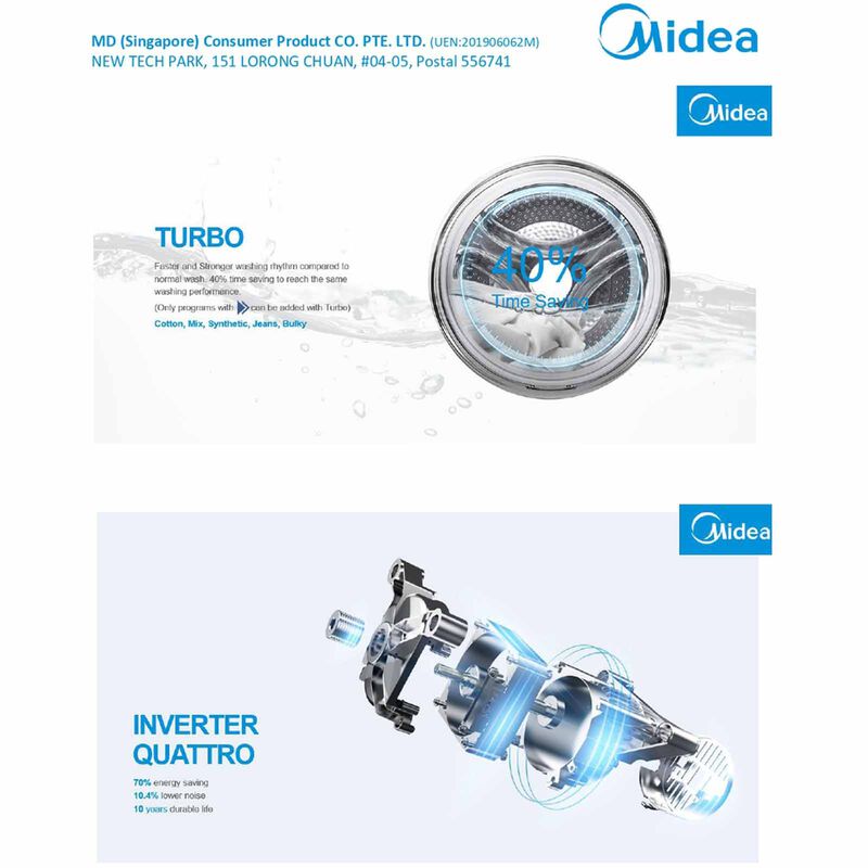 MIDEA Front Load Washer (12kg) MF200W120WB-image 8