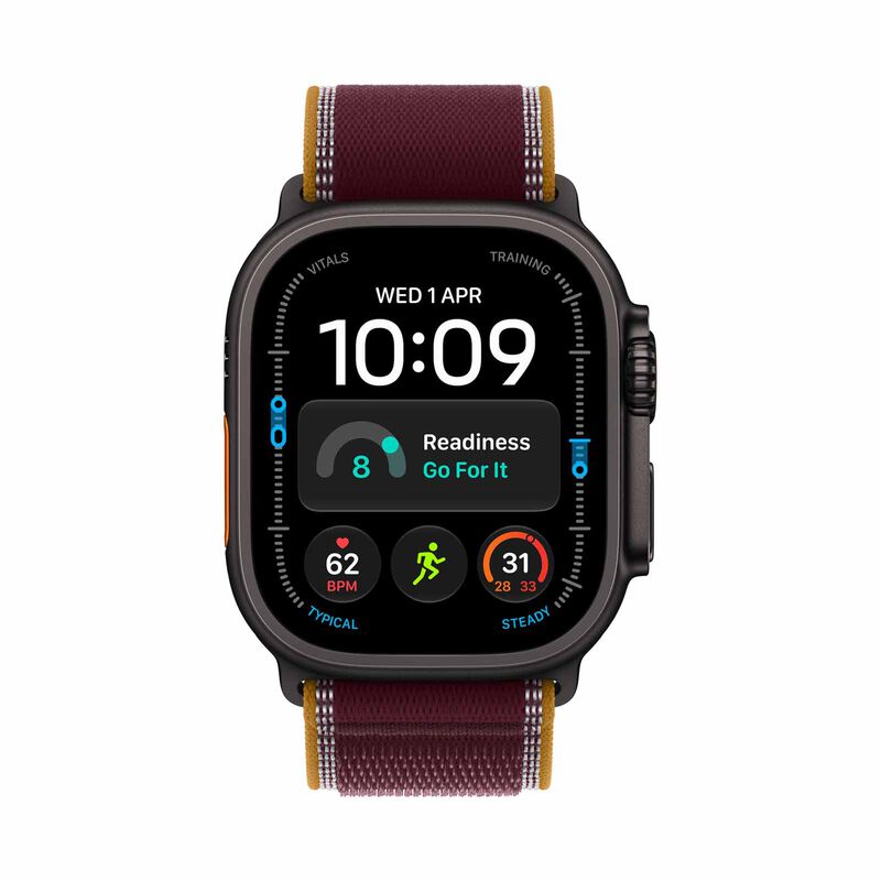 APPLE Watch Ultra 4 Gps + Cellular 49mm Black Titanium Case With Burgundy Trail Loop - S/m MJC34X/A-image 1