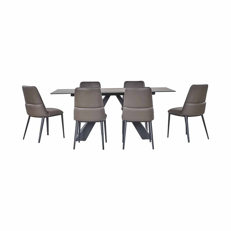 7 Piece Dining Set (beige) HANWELL-image 5