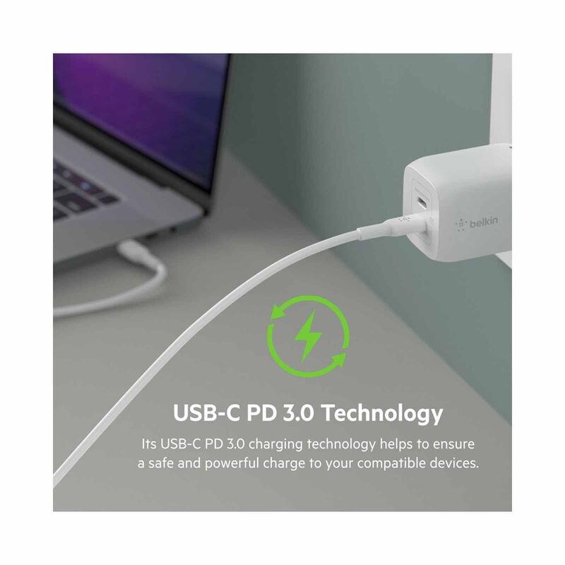 BELKIN Boostcharge Pro 65w Dual Usb-c Gan Wall Charger With Pps WCH013MYWH-image 9