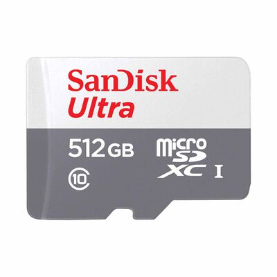SANDISK Ultra Microsdxc 512gb, C10, Uhs-1, 100mb/s R, 3x5 SDSQUNR-512G-GN3MN