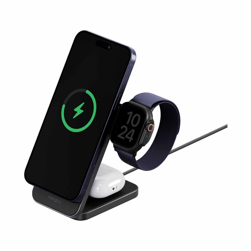 ENERGEA Magtrio 2, 3-in-1 Foldable Qi2 25w Wireless Charger - Gunmetal MAG-TRIO2-GUN-image 5