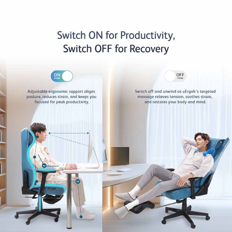 OSIM Uergoh (blue) World 1st Ergonimic Chair With Massage + Uphoria Sync Leg Massager OS8245B + OS3233-image 7