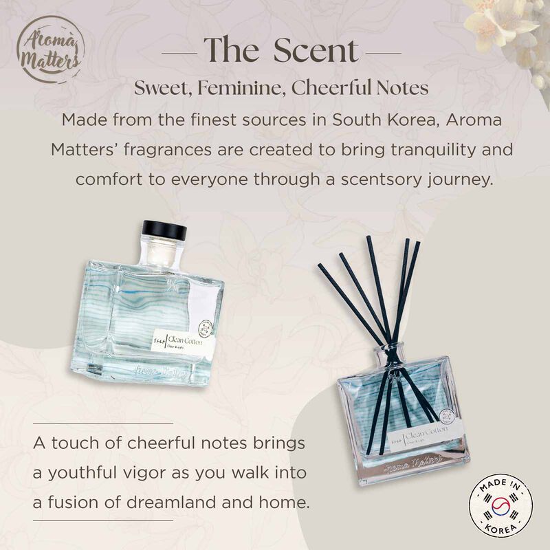 AROMA MATT Clean Cotton Reed Diffuser 8.45 Fl.oz (250ml) BOTTLE250-CLEAN COTTON-image 3
