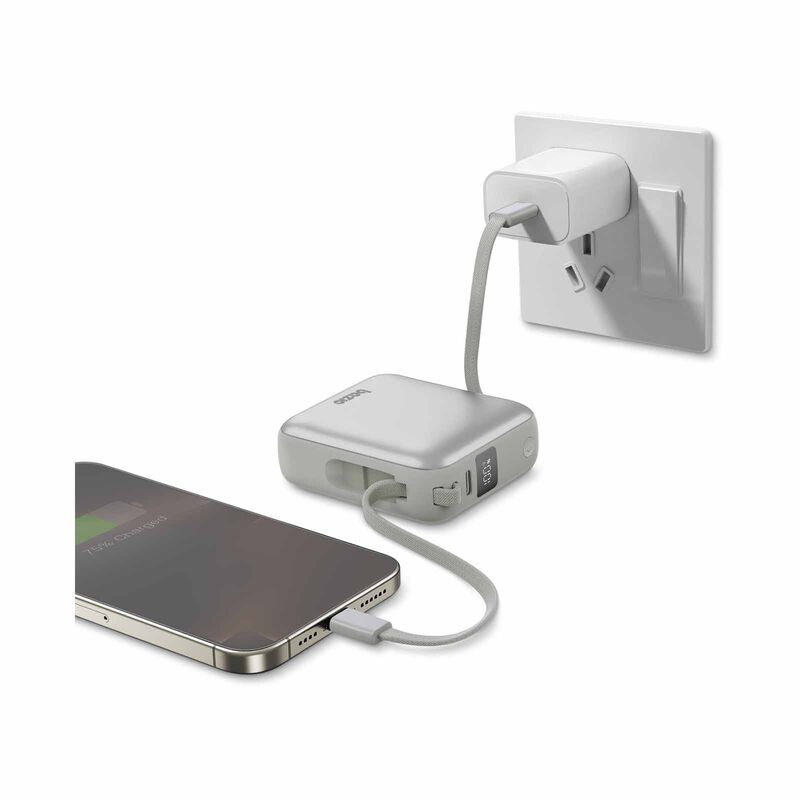 BAZIC Gopower Fusion Mini 10k, 3in1 10000mah Powerbank With Built-in Usb-c And Lightning Cable - Pebble FUS-MINI10K-PEB-image 4