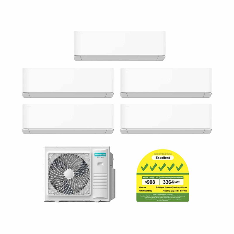 HISENSE Hisense 15kwh Cu System 5 (9000btu X 3, 12000btu X 1, 24000btu X 1) AMW150TERQ+AMS-09TWERUHA00 X 3/AMS-12TWERUHA00/AMS-24TWERUHA00-image null