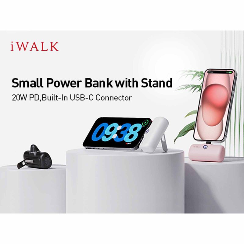 IWALK Linkpod Style Powerbank W/foldable Stand (5000mah) Type-c Black LPS001C-001A-image 2