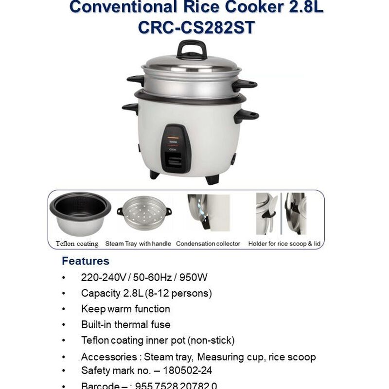 CORNELL Conventional Rice Cooker (2.8l) CRCCS282ST-image 6