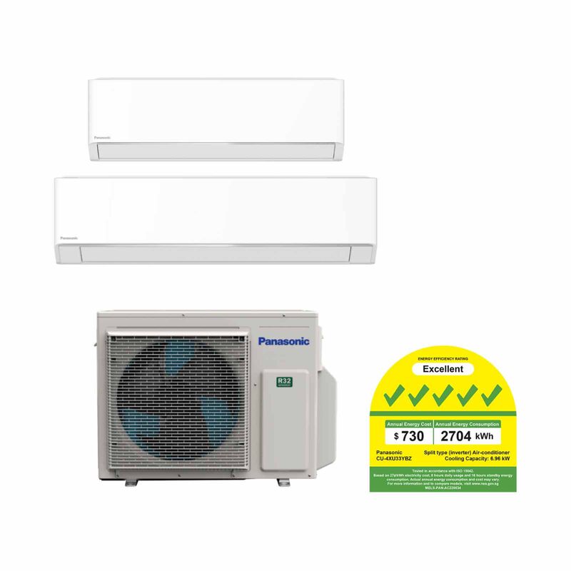 PANASONIC Panasonic Bkz System 2 33k Cu (9000 X1, 18000btu X1) CU-4XU33YBZ +CS-XU9BKZW /CS-XU18BKZW-image 1