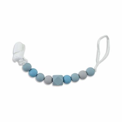SNAPKIS Dusty Blue SIL TEETHER & PACIFIER CLIP