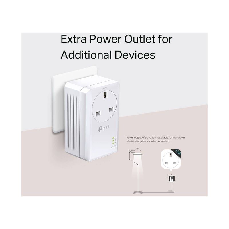 TP LINK Av1000 Gigabit Passthrough Powerline Starter Kit TPL-TL-PA7017P-KIT-image 4