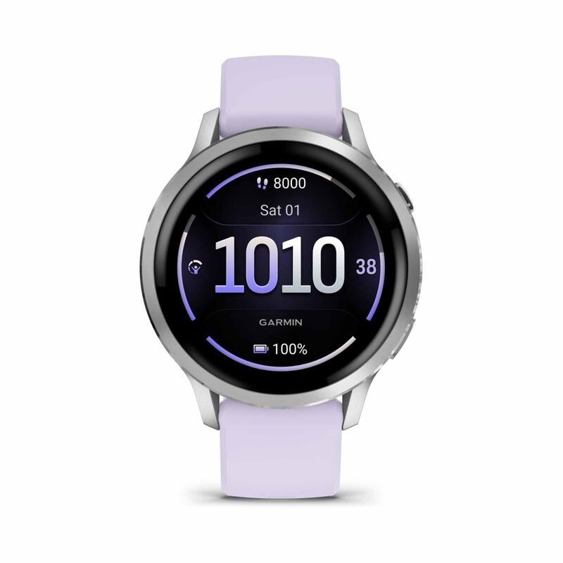 GARMIN Venu 4 - 41mm Silver With Periwinkle Silicone Band GM-010-03013-41-image 1