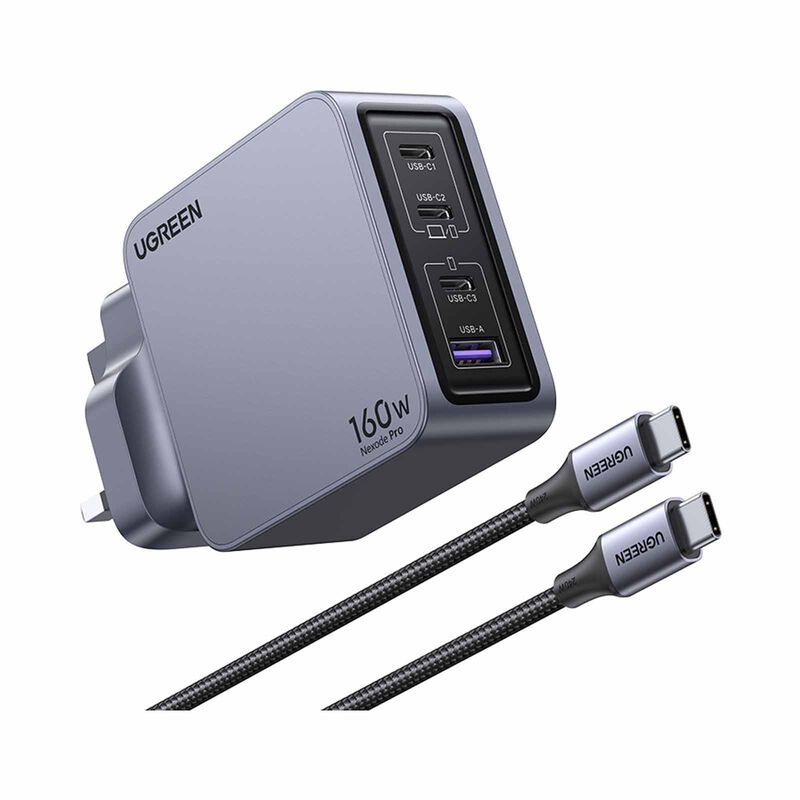 UGREEN Nexode Pro X763 160w Pd Fast Gan Charger (3c1a) With 100w Usb-c To Usb-c Cable 25878-image 4