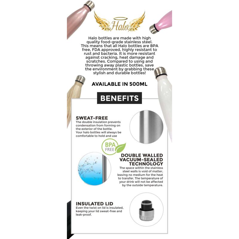 HALO Stainless Steel Thermal Bottle 500ml - Pastel Pink (special Buy) HALO - PASTEL PINK-image 2