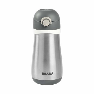 BEABA Spout Bottle 350ml - Mineral Grey (online) STAINLESS STEEL