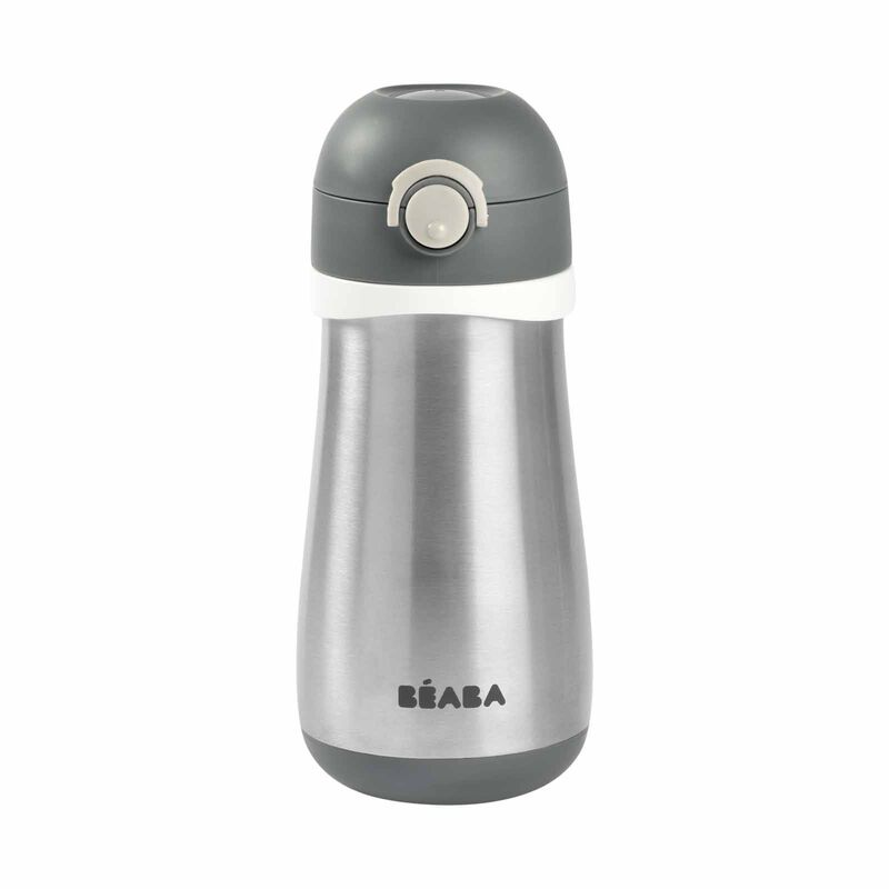 BEABA Spout Bottle 350ml - Mineral Grey (online) STAINLESS STEEL-image 1