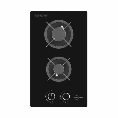 MAYER 30cm 2 Burner Gas Hob - Glass Black (lpg/pub) (exclude Installation) MMGH230HI