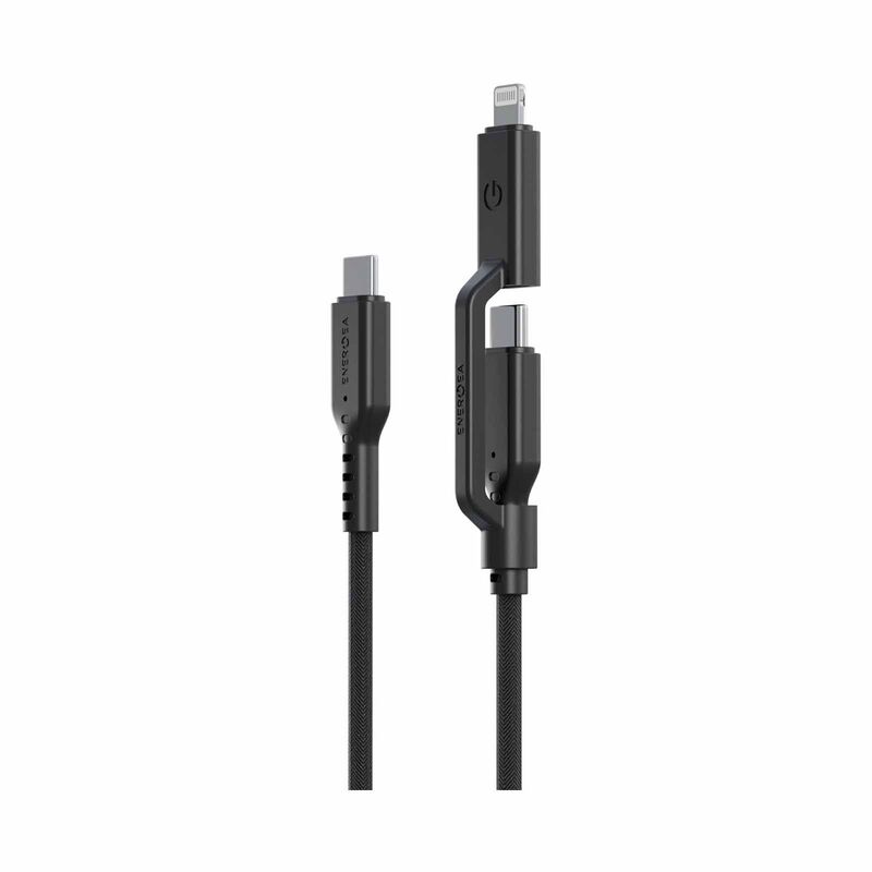 ENERGEA Flow Duo 2-in-1 C To C + Lightning Cable, 480mbps, 240w, 1.5m -black CBL-FLDUO-BLK150-image 2