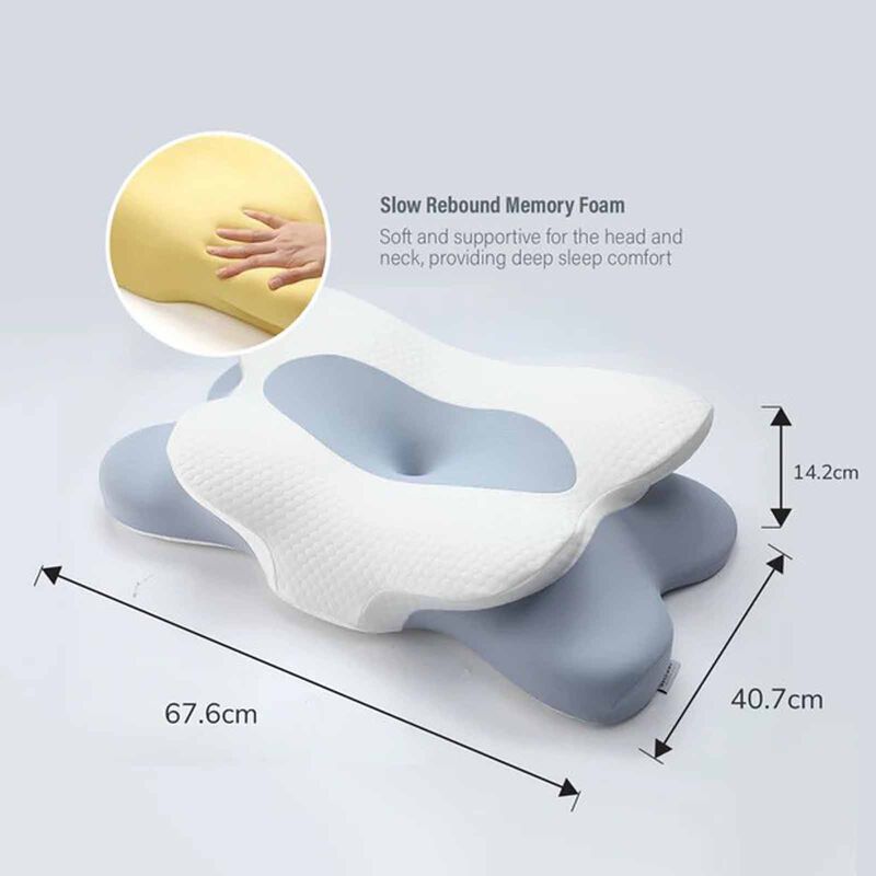 BELLAMI PL Double Comfort Memory Foam Pillow With Cover - White + Purple DOUBLE COMFORT-image 3