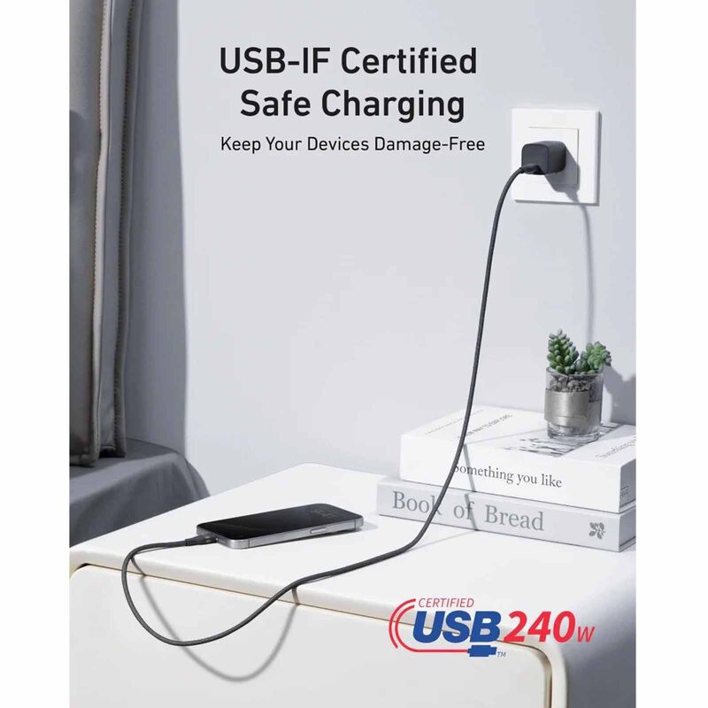 ANKER Usb-c To Usb-c Cable 240w Braided - Blue 3ft A82E2H31-image 4