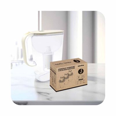 NOVITA Water Pitcher Classic Cream Hydroplus & Filter Pack NP100C+ BUNDLE
