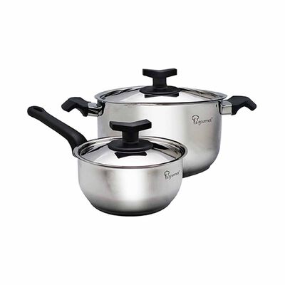LA GOURMET Elite 2-pc Stainless Steel Cookware Set (16cm Saucepan + 24cm Casserole) LGECP090355